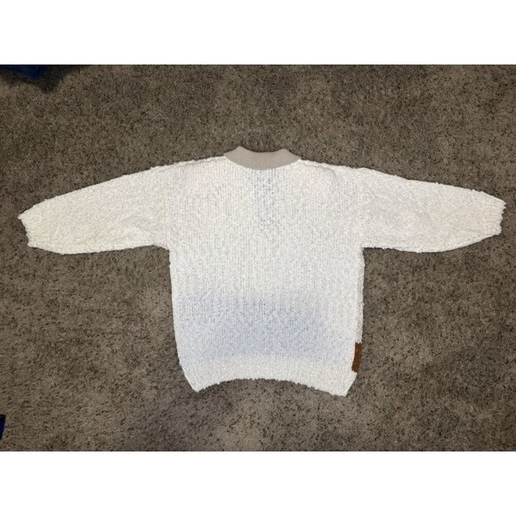 Vintage Womens 80s Polo Sweater Applique Floral Grandma Retro Artsy Boho READ L - Picture 4 of 12